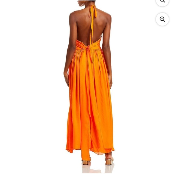 Cult Gaia Sloane Orange Halter Maxi‎ Dress Sz Large Open Back Resort Beach - Picture 2 of 13